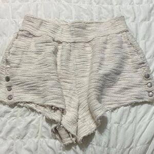 Free People High Waist Cream Shorts